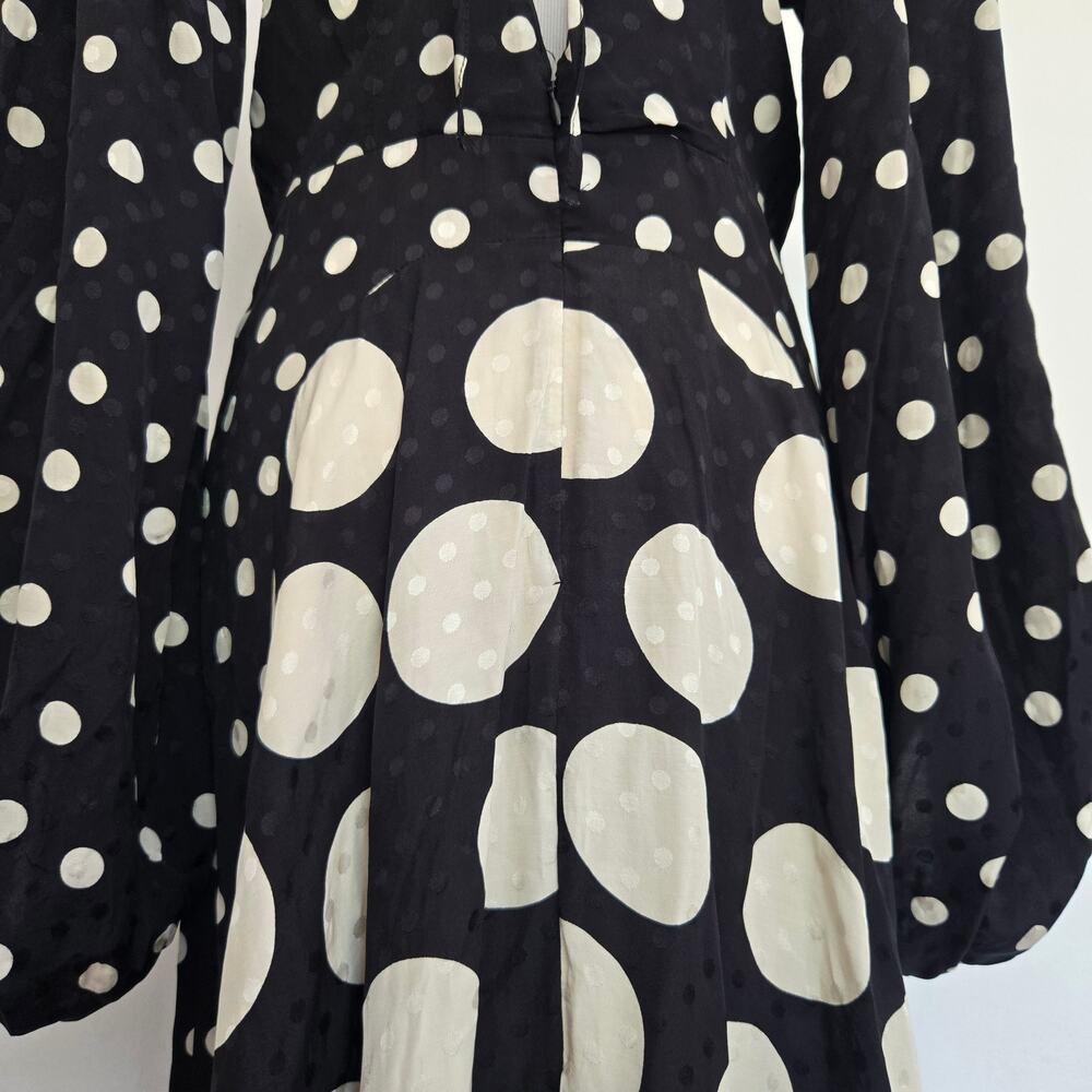 NWT Topshop Avant Garde Dress Polka Dot Plunging Maxi Mixed Dot Graphic Women 8 - Picture 9 of 14